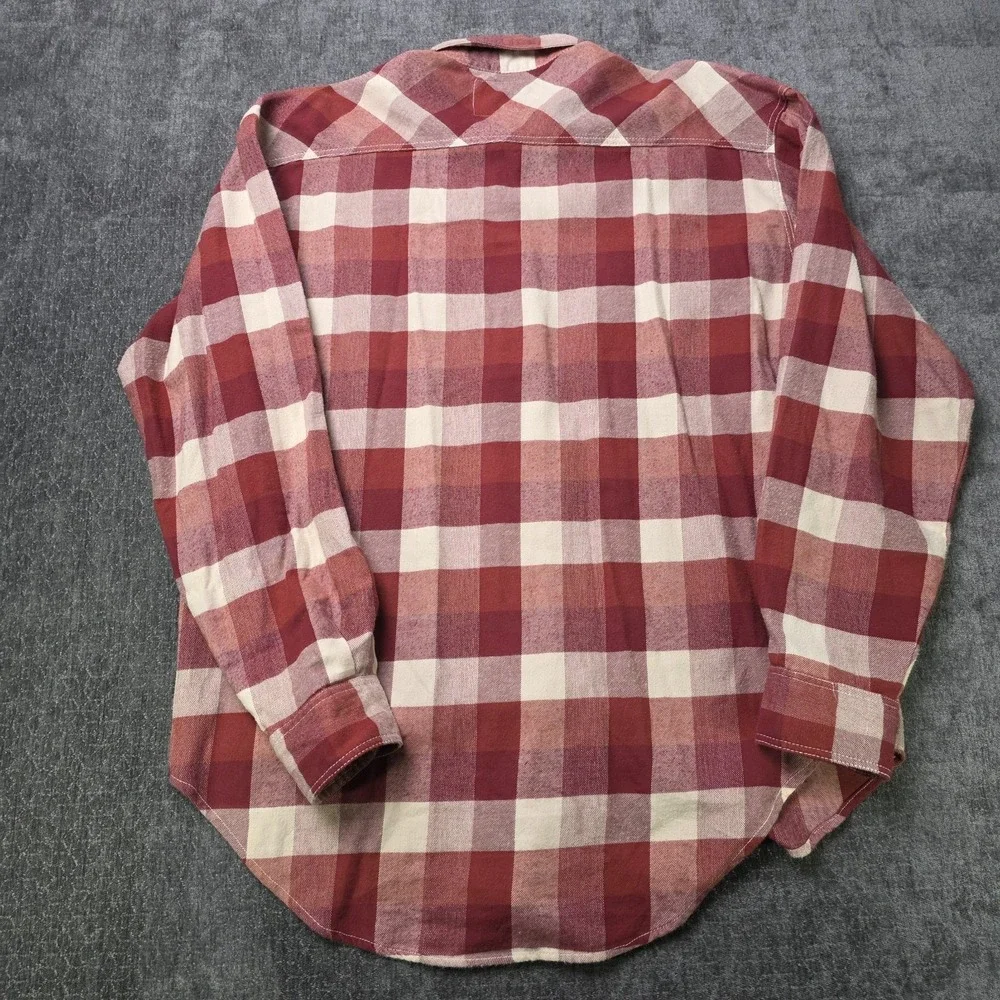 Levis Flannel Shirt Mens Large Red Plaid Double Pocket Camp Hiking Outdoor L